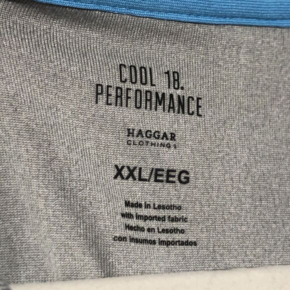 Haggar Polo Shirt Men's XXL Gray Blue Stripes Cool 18 Performance Golf Prep New - Picture 5 of 11